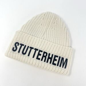 Stutterheim Cream Ivory Merino Wool Big L Beanie Off-white Knit Hat Winter